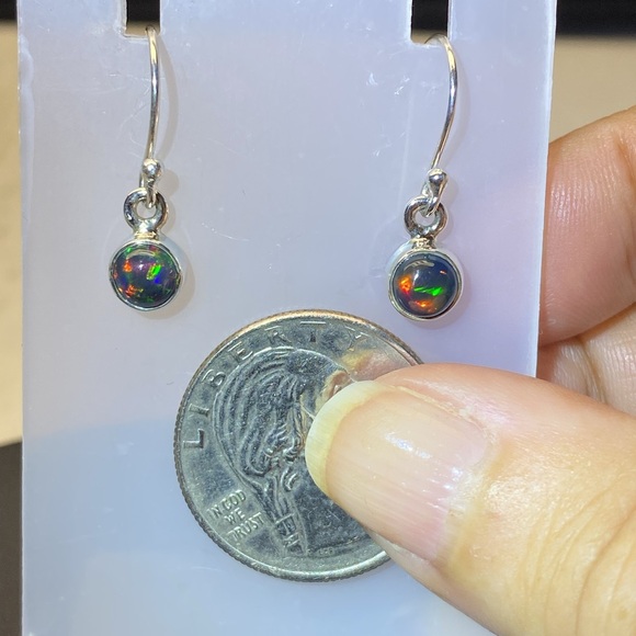 🆕 Chalama Black OPAL earrings ❤️🩷🖤Solid Sterling Silver 925🔥🔥🔥 - Picture 3 of 5